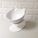 Ergonomic Cat Double Bowl - 15° Tilted Raised Feeder to Protect Cervical Vertebrae