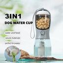 3-in-1 Portable Dog Travel Bottle - Water Dispenser, Food Container & Waste Bag Station