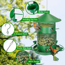3-Tier Deluxe Wild Bird Station - Squirrel-Proof Rustproof Metal | 6 Perches & 4 Water Cups
