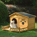 48' Wooden Dog Mansion with Sun Porch & Fencing | All-Weather Luxury Kennel (66 lbs Capacity)