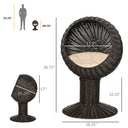 Elevated Rotating Cat Bed Hut - Modern Boho Woven Sphere Kitty Hideaway