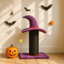 Wizard Hat Cat Scratching Post with Spring Ball Toy - Spooky Purple Halloween Decor