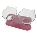 Ergonomic Cat Double Bowl - 15° Tilted Raised Feeder to Protect Cervical Vertebrae