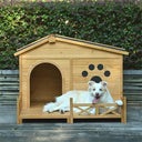 48' Wooden Dog Mansion with Sun Porch & Fencing | All-Weather Luxury Kennel (66 lbs Capacity)