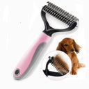 Professional Double-Sided Pet Dematting Comb - Undercoat Rake for Long-Haired Dogs & Cats
