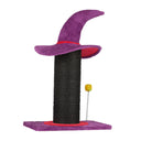 Wizard Hat Cat Scratching Post with Spring Ball Toy - Spooky Purple Halloween Decor