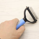 Professional Double-Sided Pet Dematting Comb - Undercoat Rake for Long-Haired Dogs & Cats