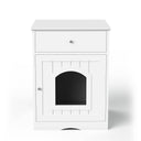 Hidden Cat Litter Box Enclosure - Wooden Pet House End Table | Modern White Furniture with Storage