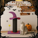 Wizard Hat Cat Scratching Post with Spring Ball Toy - Spooky Purple Halloween Decor