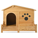 48' Wooden Dog Mansion with Sun Porch & Fencing | All-Weather Luxury Kennel (66 lbs Capacity)