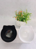 Ergonomic Cat Double Bowl - 15° Tilted Raised Feeder to Protect Cervical Vertebrae