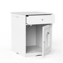 Hidden Cat Litter Box Enclosure - Wooden Pet House End Table | Modern White Furniture with Storage