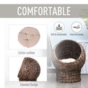 Handcrafted Elevated Wicker Cat Bed - Natural Rattan Pet Throne with Soft Cushion