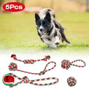 5-Piece Christmas Dog Rope Toy Set - Holiday Dental Chews for Puppies & Medium Dogs