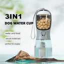 3-in-1 Portable Dog Travel Bottle - Water Dispenser, Food Container & Waste Bag Station