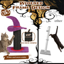 Wizard Hat Cat Scratching Post with Spring Ball Toy - Spooky Purple Halloween Decor