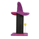 Wizard Hat Cat Scratching Post with Spring Ball Toy - Spooky Purple Halloween Decor