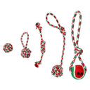 5-Piece Christmas Dog Rope Toy Set - Holiday Dental Chews for Puppies & Medium Dogs