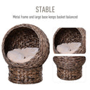 Handcrafted Elevated Wicker Cat Bed - Natural Rattan Pet Throne with Soft Cushion