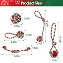 5-Piece Christmas Dog Rope Toy Set - Holiday Dental Chews for Puppies & Medium Dogs
