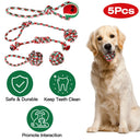 5-Piece Christmas Dog Rope Toy Set - Holiday Dental Chews for Puppies & Medium Dogs